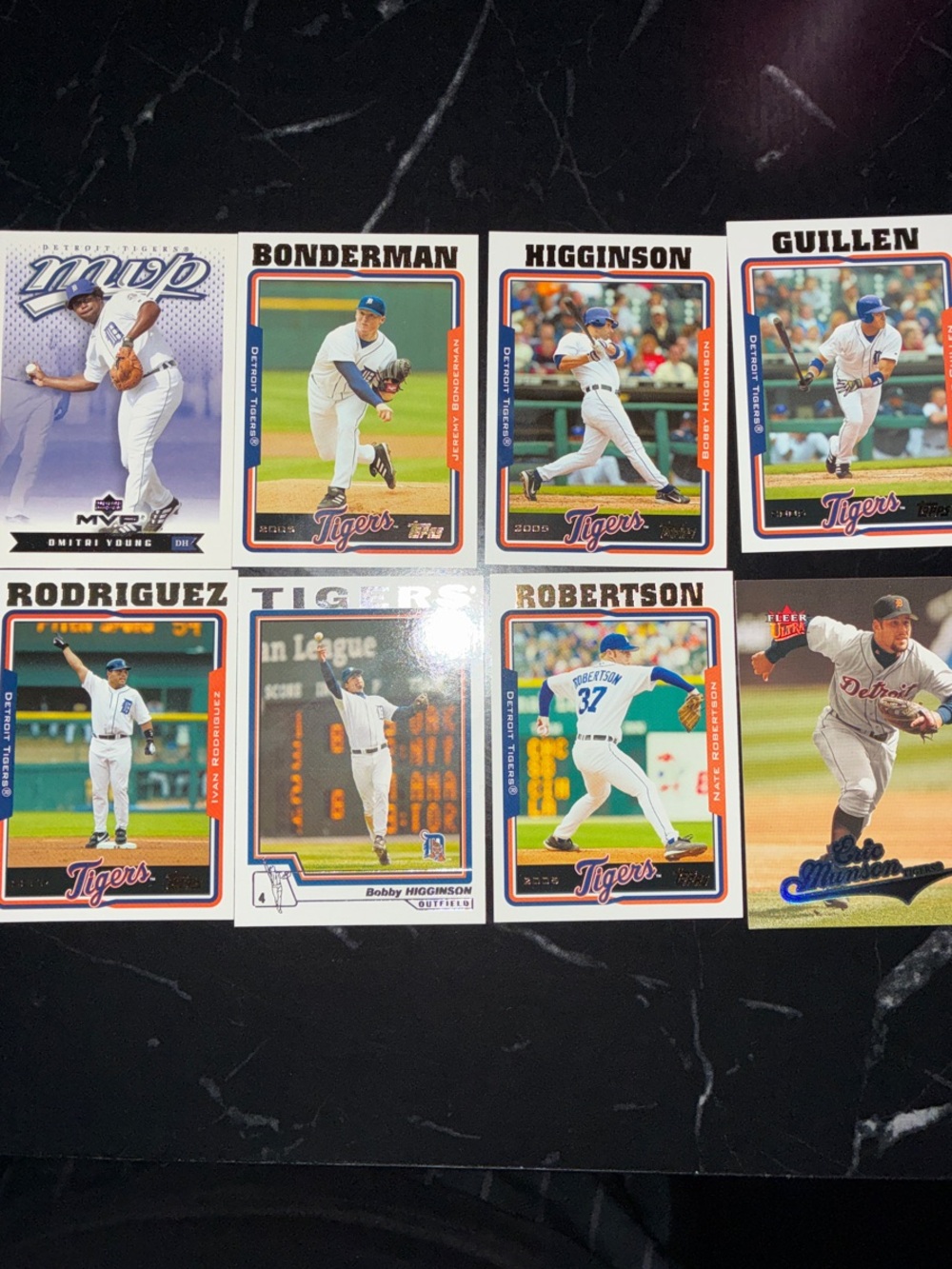 Tigers Baseball Trading Cards - 8 cards lot - NBL -Topps